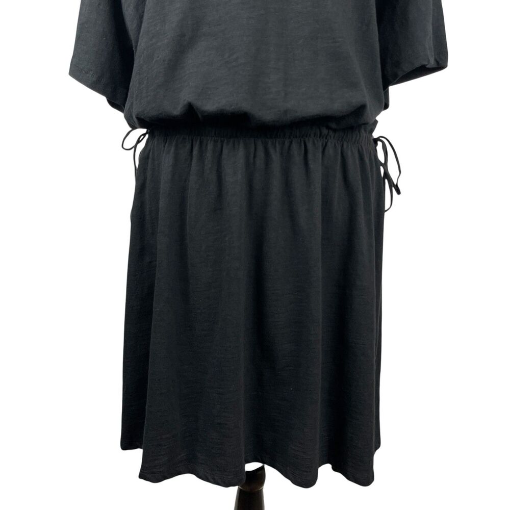 Old Navy Women's Dress XL Black Short Sleeve Cinched Waist Drawstring Cotton - Picture 3 of 11